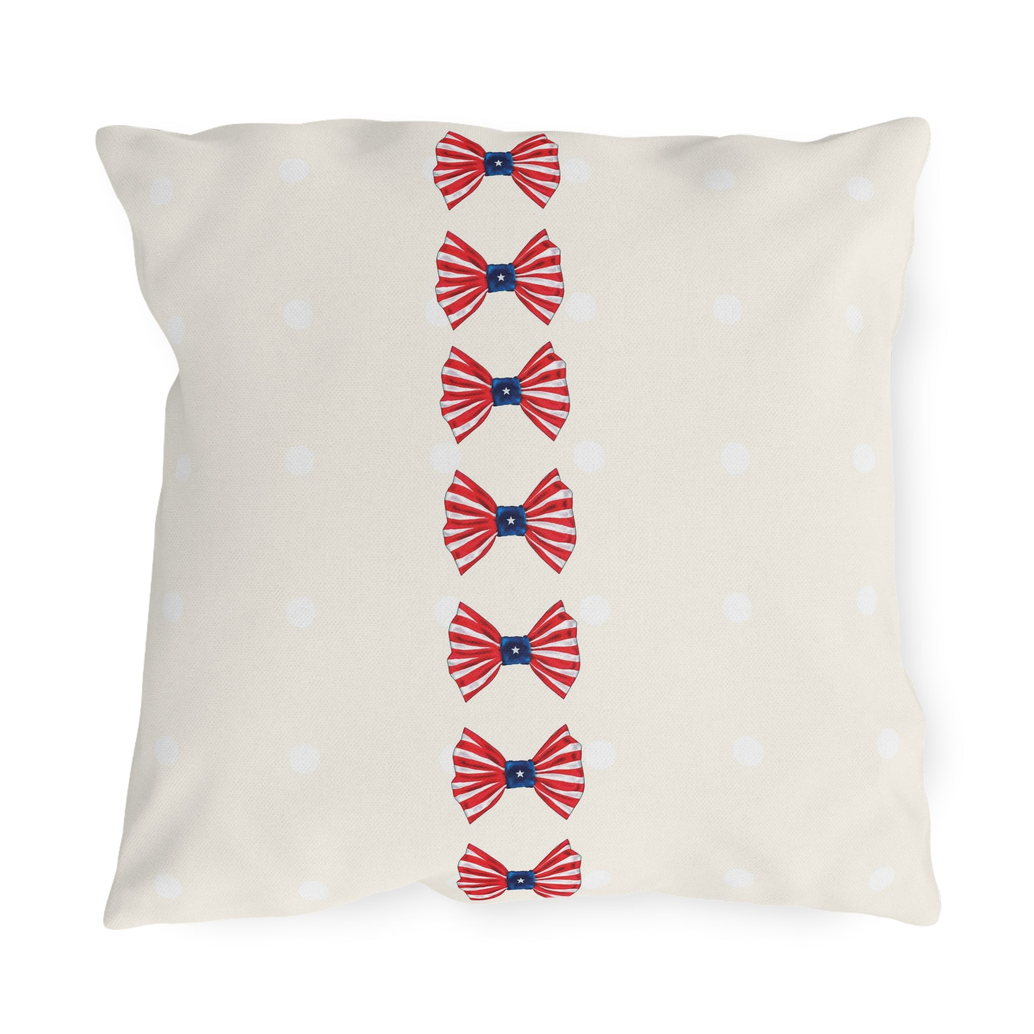 Patriotic Polka Dots and Bows Outdoor Indoor Throw Pillow