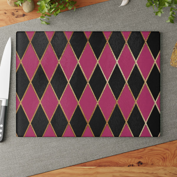 Pink and Black Diamond Modern Kitchen Cutting Board