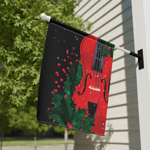 Christmas Yard Flag – Durable Outdoor Violin Design