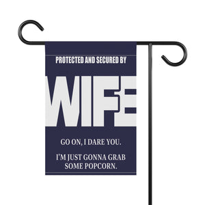 Protected by Wife Security Sign Funny Yard Flag