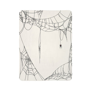 Spiderweb White Halloween Chic Sherpa Throw Blanket