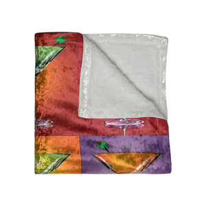 Soft sherpa blanket with 'Martini Pop Art Colorful Decorative Throw' design