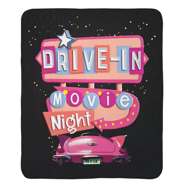 Retro Movie Night Plush Sherpa Throw Blanket