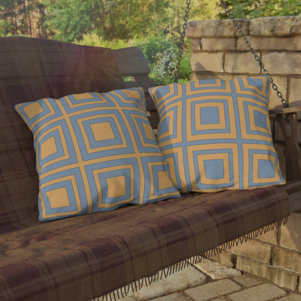 Yellow & Blue Modern Indoor Outdoor Throw Pillow