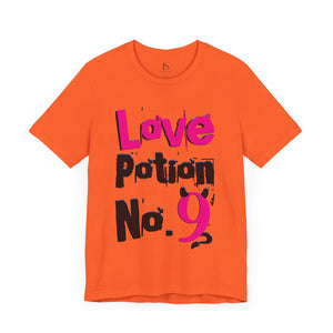 Ash t-shirt with 'Love Potion No 9 Witchy Woman' design on a white background