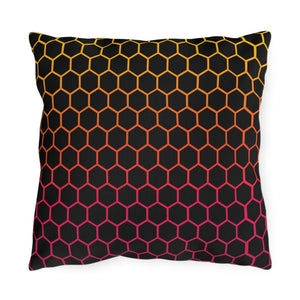 throw pillow with 'Honeycomb Rainbow' design