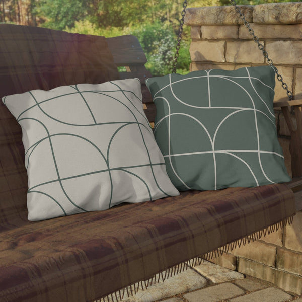 Green & White Art Deco Indoor Outdoor Throw Pillow