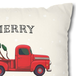 throw pillow with 'Red Truck Cover Christmas' design