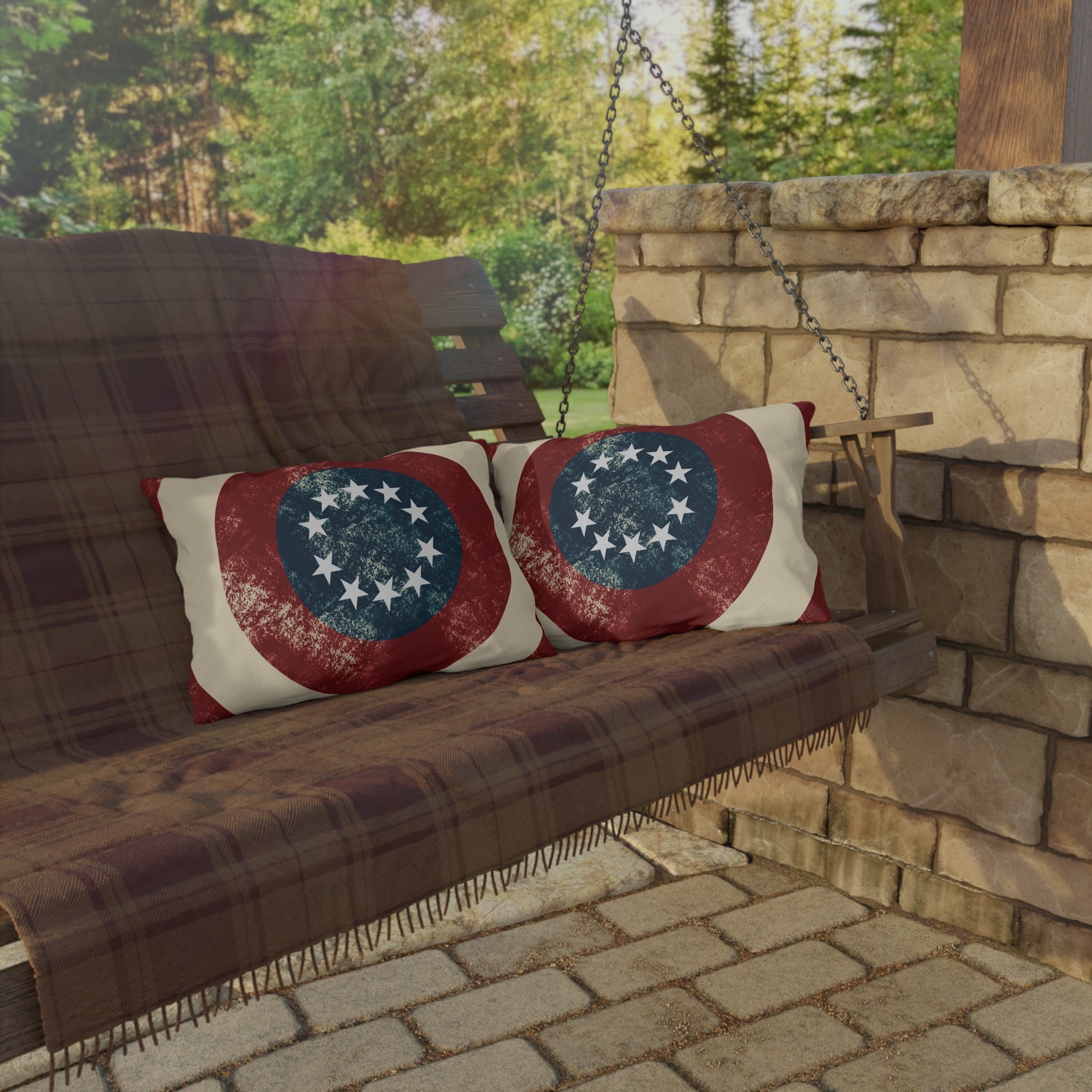Vintage American Flag Patriotic Outdoor Indoor Throw Pillow