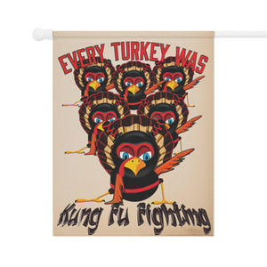 Kung Fu Turkeys Funny Thanksgiving Yard Flag