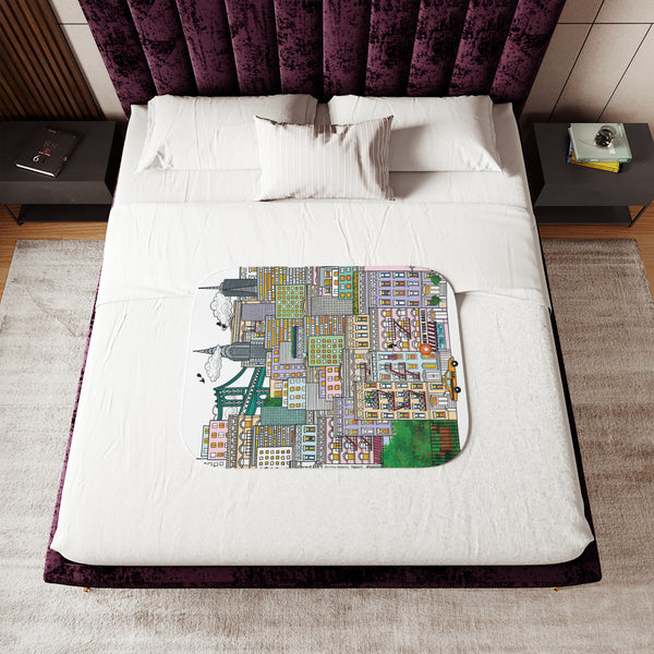 Whimsical New York City Soft Sherpa Baby Blanket