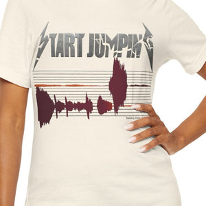 Gold t-shirt with 'Virginia Tech Metallica Seismograph Chart' design on a white background