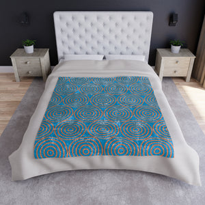 Soft sherpa blanket with 'Pastel Blue & Orange Decorative Throw' design