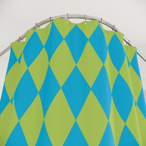 Harlequin Blue Green Bath Shower Curtain