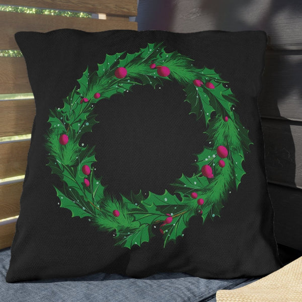 ivy wreath christmas throw pillow