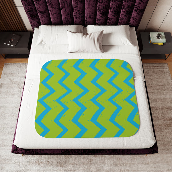 Green & Blue Newborn Toddler Sherpa Baby Blanket
