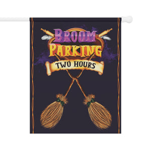 Witches Broom Parking Funny Halloween Yard Flag