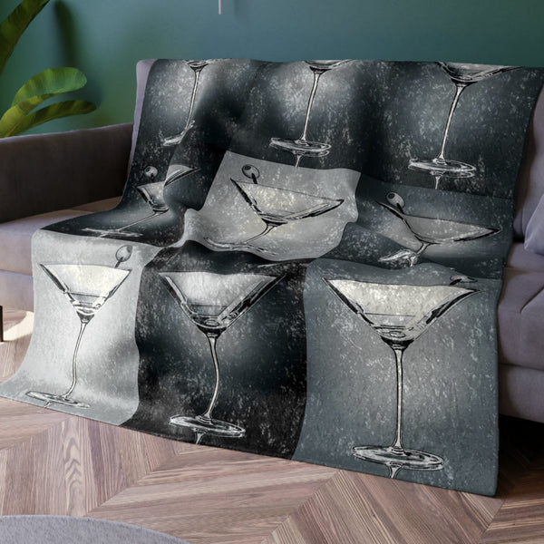 Black and White Martini Pop Art Throw Blanket