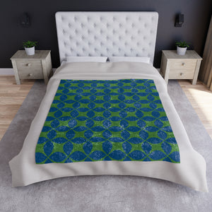 Blue & Green Art Deco Decorative Throw Blanket