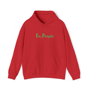 Red hoodie with Ew, People' text on a white background