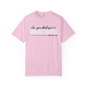 White t-shirt with 'Sponge Worthy 90s Seinfeld Grunge' design on a white background
