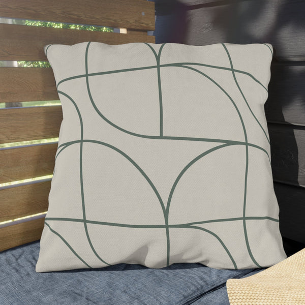 Green & White Art Deco Indoor Outdoor Throw Pillow