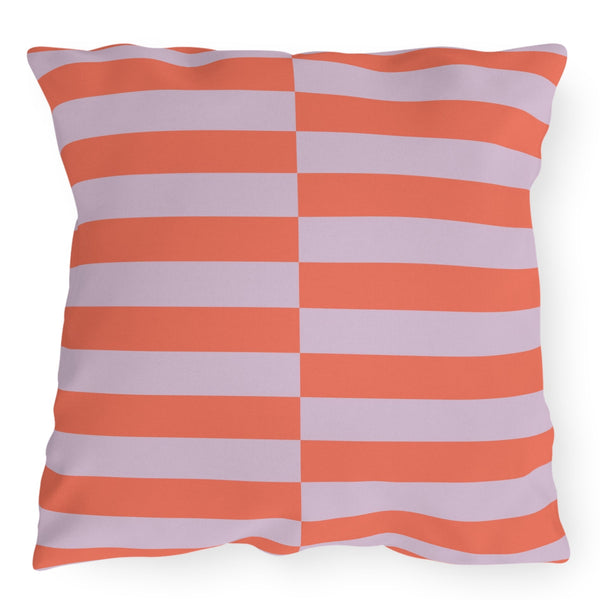 Orange Lilac Striped Indoor Outdoor Throw Pillow