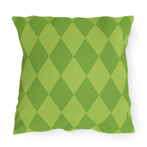Reversible Green Spring Harlequin Outdoor Pillow