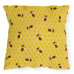 Honeycomb Rainbow Bee Indoor Outdoor Throw Pillow