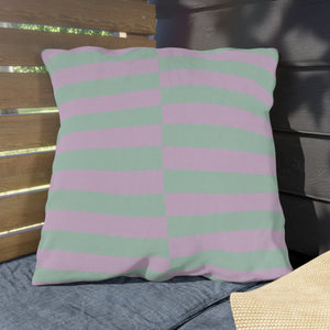 Lilac & Mint Green Striped Indoor Outdoor Throw Pillow