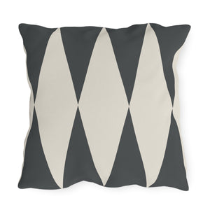 throw pillow with 'Dark Grey Ivory Diamonds' design