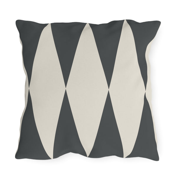 Dark Grey Ivory Diamonds Indoor Outdoor Throw Pillow