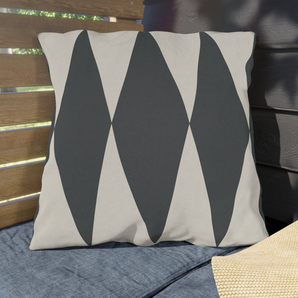 Dark Grey Ivory Diamonds Indoor Outdoor Throw Pillow