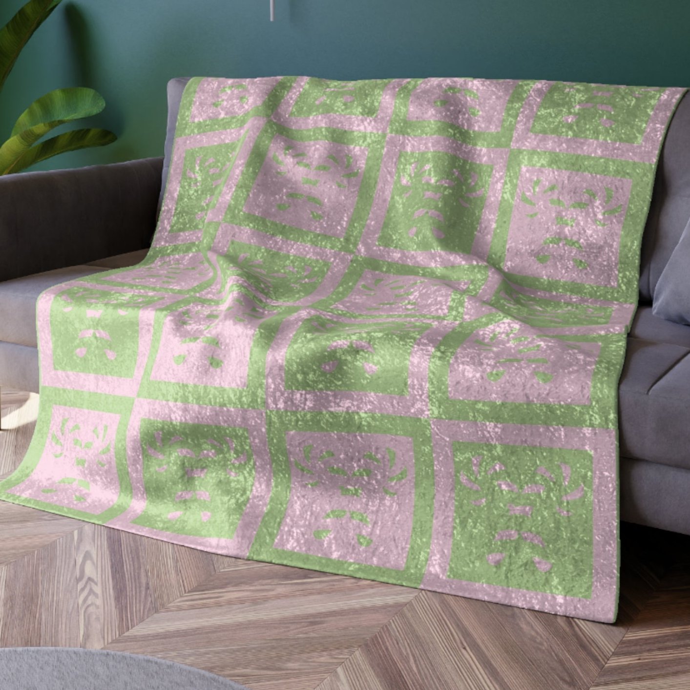 Pastel Candy Cane Checkered Holiday Throw