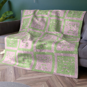 Soft sherpa blanket with 'Pastel Candy Cane Throw Soft Checkered Holiday' design