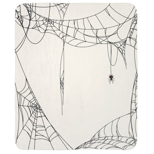 Spiderweb White Halloween Chic Sherpa Throw Blanket