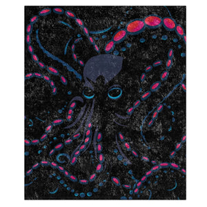 Soft sherpa blanket with 'Octopus Squid Pink & Blue Decorative Throw' design