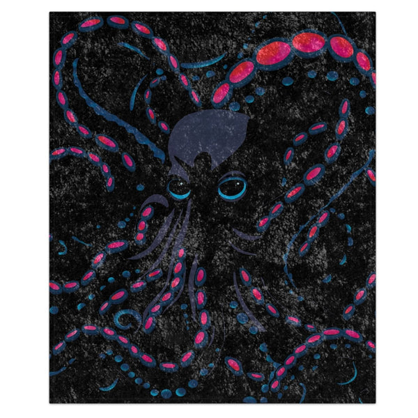 Octopus Squid Pink & Blue Decorative Throw Blanket