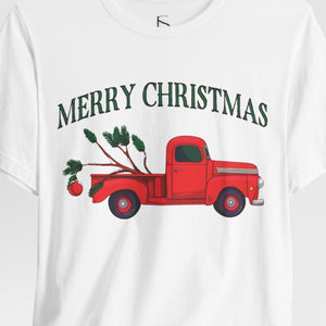 red truck merry christmas t-shirt