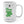 White mug with text message design on a white background