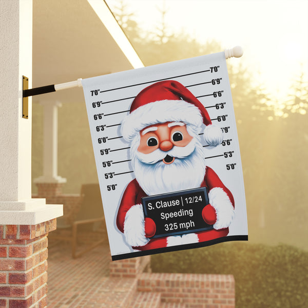 Funny Christmas Flag Santa Mug Shot Outdoor Yard Holiday Decor