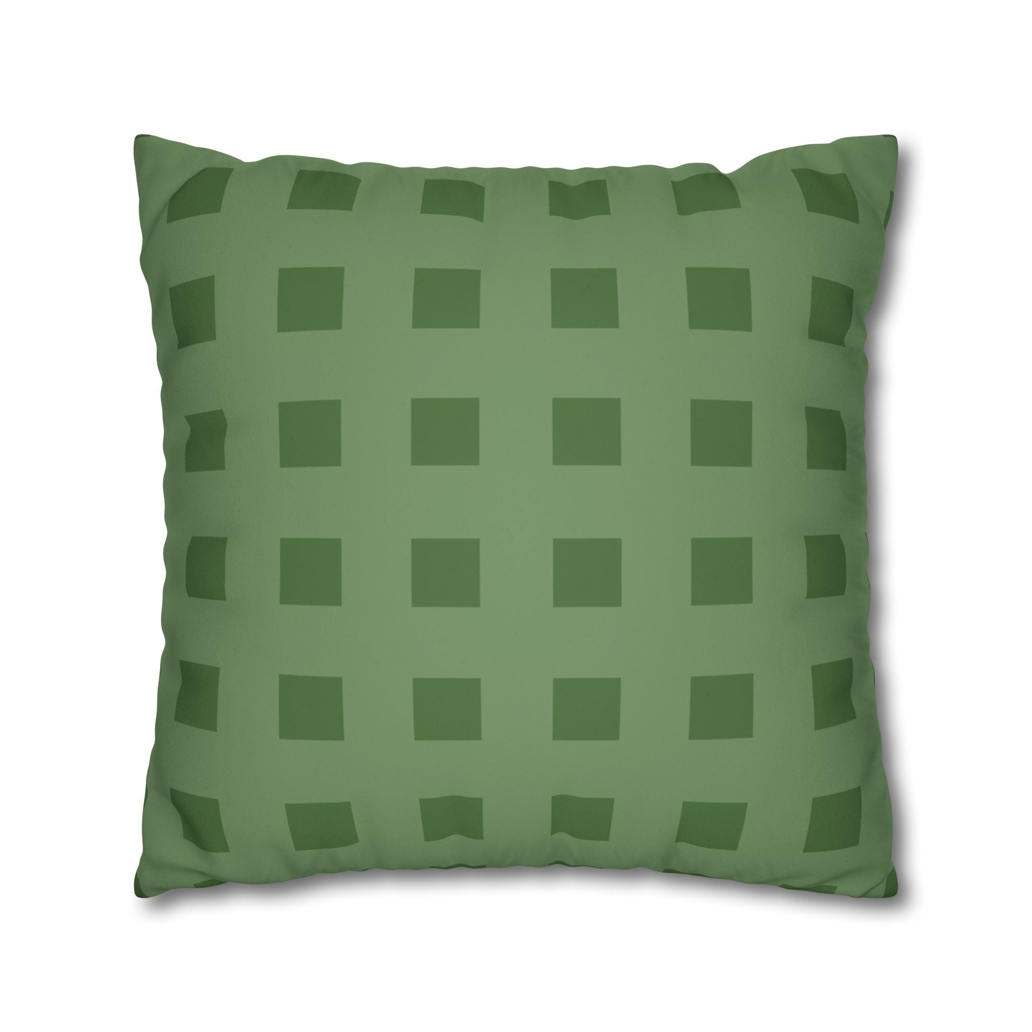 Green checkered pillow on a white background