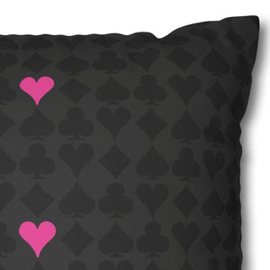 throw pillow with 'Black & Pink Card Deck Cover' design