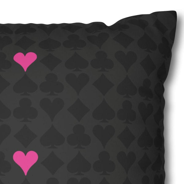 Playing Cards Heart Black and Pink Soft Accent Pillow Cover