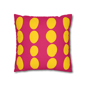 throw pillow with 'Pink & Yellow Reversible Retro Cover' design