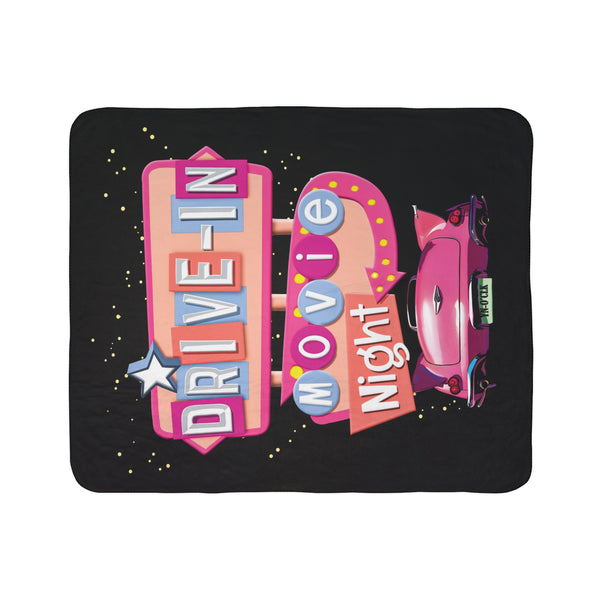 Retro Movie Night Plush Sherpa Throw Blanket