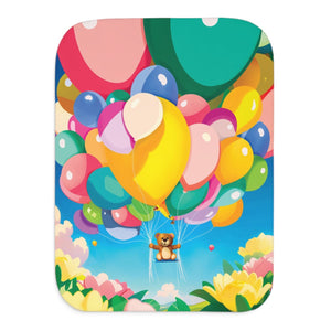 soft sherpa blanket with 'Teddy Bear Balloons' design
