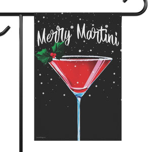 Merry Martini Christmas Flag - Weather Resistant Holiday Garden Flag