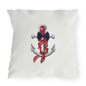 throw pillow with 'Red White Blue Nautical Theme Outdoor Indoor' design