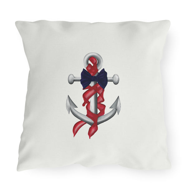 Red White Blue Nautical Theme Outdoor Indoor Throw Pillow